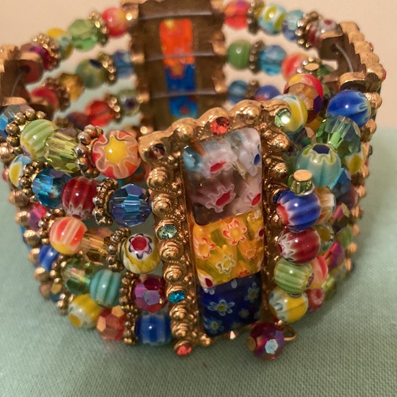 Millefiori Glass Candy Tango Cuff Bracelet - Picture 2 of 4